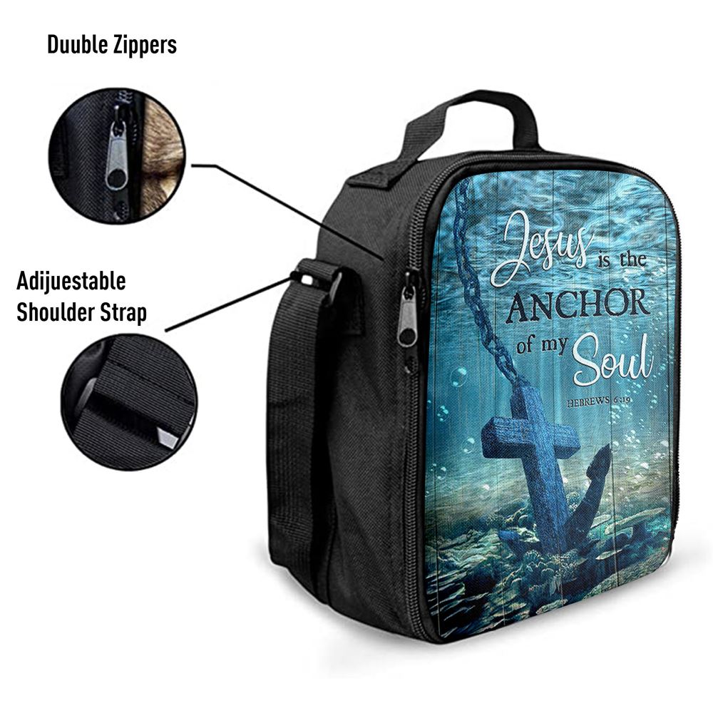 Jesus Is The Anchor Of My Soul Blue Ocean Cross Lunch Bag, Christian Lunch Box For School, Picnic