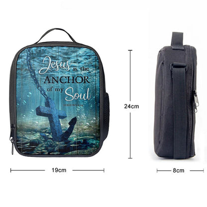 Jesus Is The Anchor Of My Soul Blue Ocean Cross Lunch Bag, Christian Lunch Box For School, Picnic