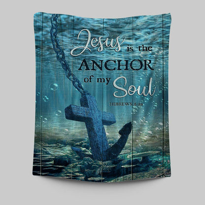 Jesus Is The Anchor Of My Soul Blue Ocean Cross Tapestry Wall Art - Bible Verse Tapestry Art - Inspirational Art -  Christian Indoor Wall Tapestries