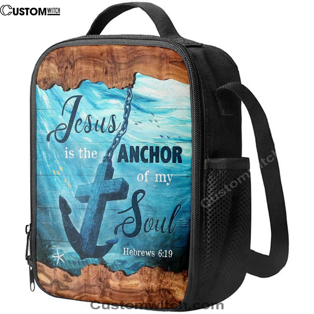 Jesus Is The Anchor Of My Soul Lunch Bag - Anchor Blue Ocean Painting Lunch Bag, Christian Lunch Box For School, Picnic