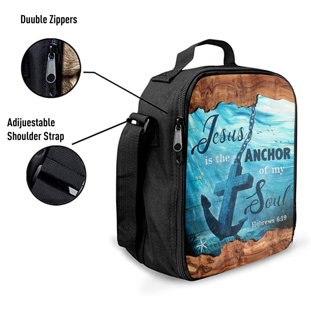 Jesus Is The Anchor Of My Soul Lunch Bag - Anchor Blue Ocean Painting Lunch Bag, Christian Lunch Box For School, Picnic