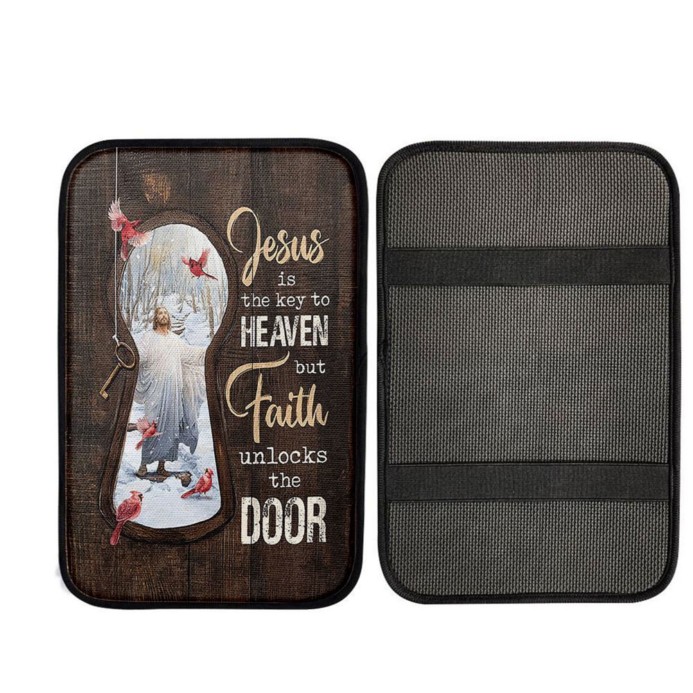 Jesus Is The Key To Heaven Car Armrest Pad - Jesus Christ Northern Cardinal Car Armrest Pad, God Car Armrest Accessories