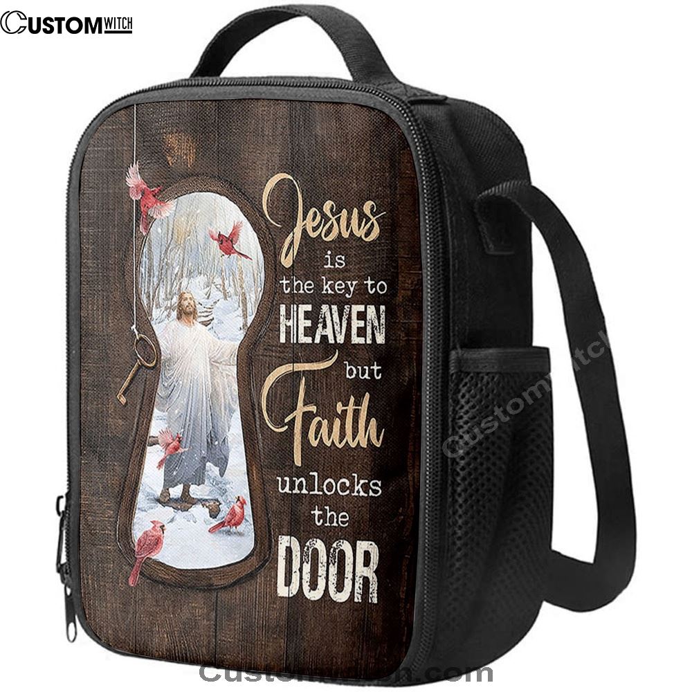 Jesus Is The Key To Heaven Lunch Bag - Jesus Christ Northern Cardinal Lunch Bag, Christian Lunch Box For School, Picnic