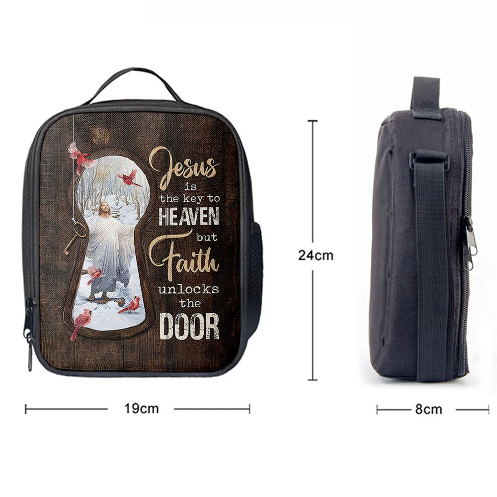 Jesus Is The Key To Heaven Lunch Bag - Jesus Christ Northern Cardinal Lunch Bag, Christian Lunch Box For School, Picnic