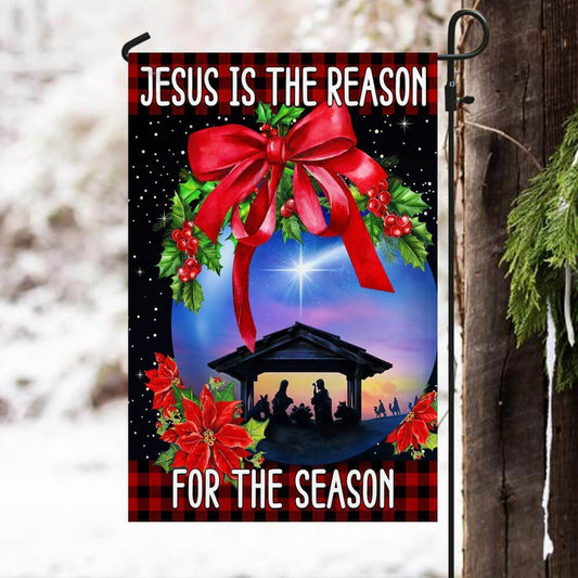 Jesus Is The Reason For The Season Christmas Flag, Christian Christmas House Flag, Christmas Outdoor Decor Ideas