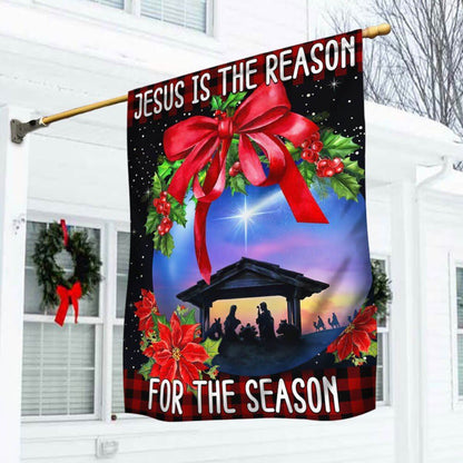 Jesus Is The Reason For The Season Christmas Flag, Christian Christmas House Flag, Christmas Outdoor Decor Ideas