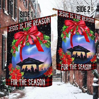 Jesus Is The Reason For The Season Christmas Flag, Christian Christmas House Flag, Christmas Outdoor Decor Ideas