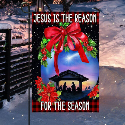 Jesus Is The Reason For The Season Christmas Flag, Christian Christmas House Flag, Christmas Outdoor Decor Ideas