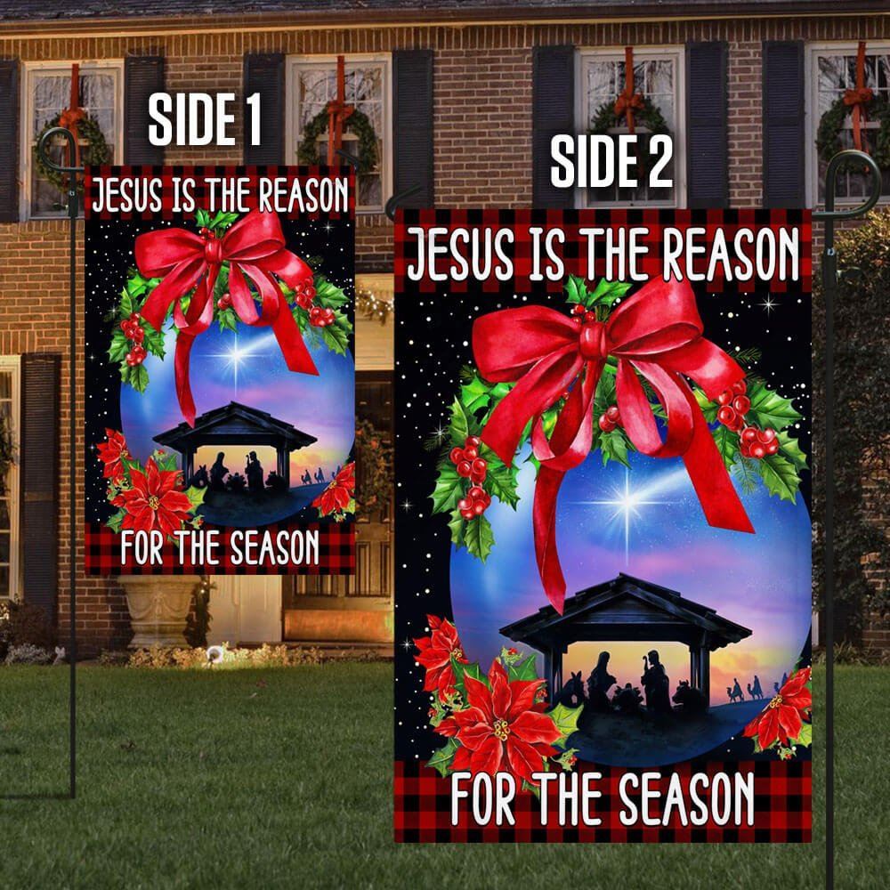 Jesus Is The Reason For The Season Christmas Flag, Christian Christmas House Flag, Christmas Outdoor Decor Ideas