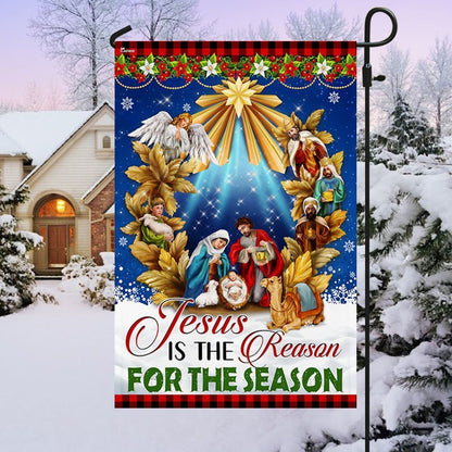 Jesus Is The Reason For The Season Holy Night Nativity Of Jesus Flag, Christian Christmas House Flag, Christmas Outdoor Decor Ideas