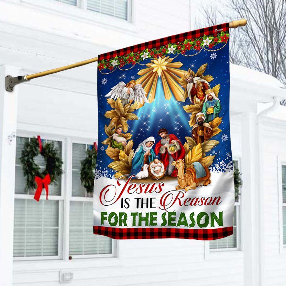 Jesus Is The Reason For The Season Holy Night Nativity Of Jesus Flag, Christian Christmas House Flag, Christmas Outdoor Decor Ideas