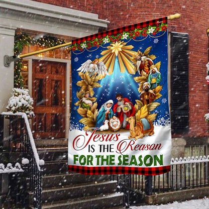 Jesus Is The Reason For The Season Holy Night Nativity Of Jesus Flag, Christian Christmas House Flag, Christmas Outdoor Decor Ideas