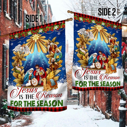 Jesus Is The Reason For The Season Holy Night Nativity Of Jesus Flag, Christian Christmas House Flag, Christmas Outdoor Decor Ideas