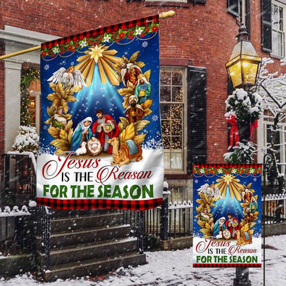 Jesus Is The Reason For The Season Holy Night Nativity Of Jesus Flag, Christian Christmas House Flag, Christmas Outdoor Decor Ideas