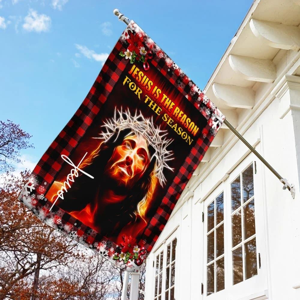 Jesus Is The Reason For The Season House Flag, Christian Flag, Christian Flag, Scripture Flag, Garden Banner