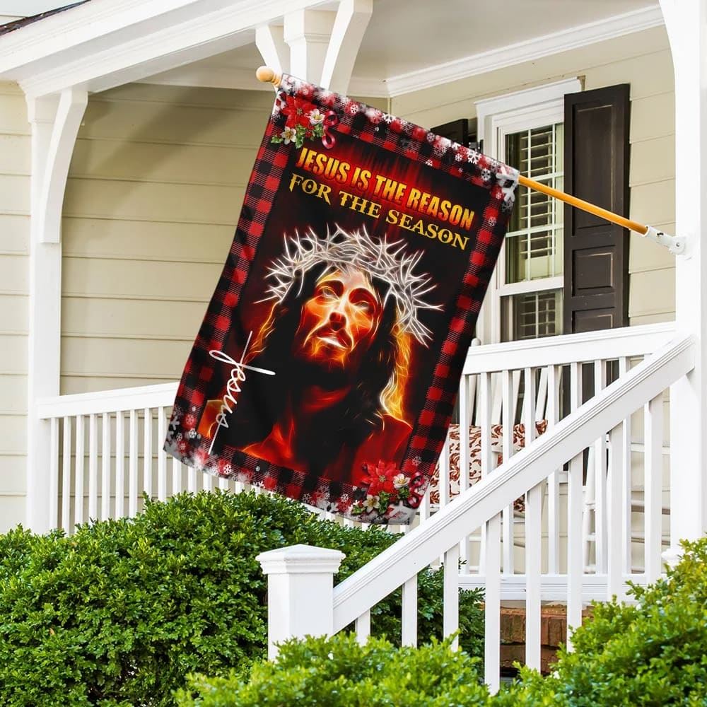 Jesus Is The Reason For The Season House Flag, Christian Flag, Christian Flag, Scripture Flag, Garden Banner