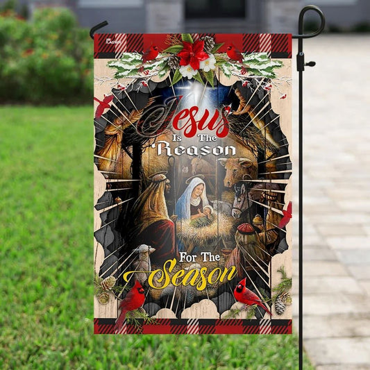 Jesus Is The Reason For The Season House Flags, Christian Flag, Scripture Flag, Garden Banner