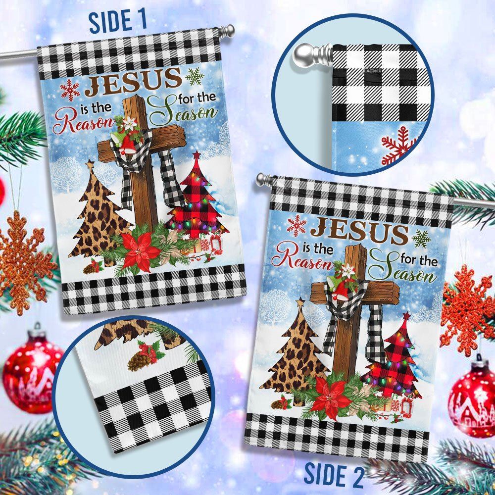 Jesus Is The Reason For The Season Religious Cross Christmas Flag, Christian Christmas House Flag, Christmas Outdoor Decor Ideas
