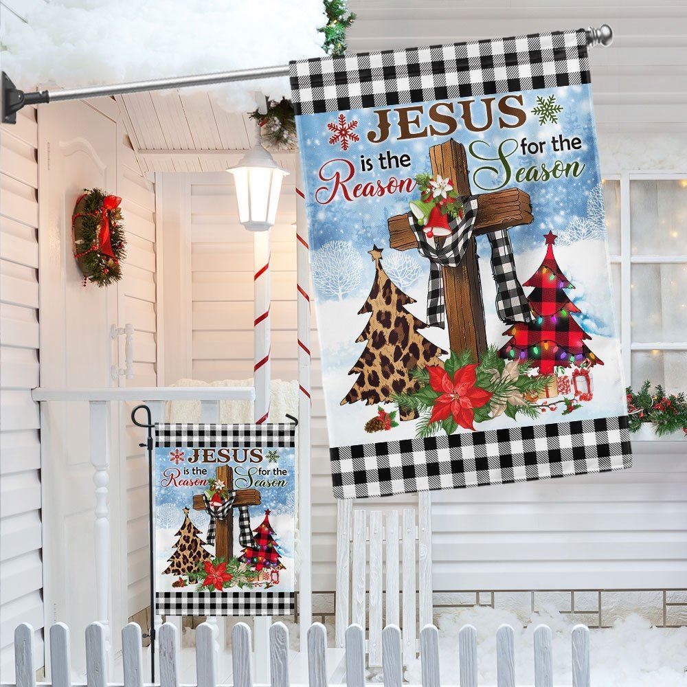 Jesus Is The Reason For The Season Religious Cross Christmas Flag, Christian Christmas House Flag, Christmas Outdoor Decor Ideas