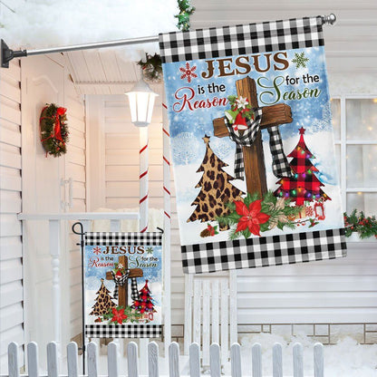 Jesus Is The Reason For The Season Religious Cross Christmas Flag, Christian Christmas House Flag, Christmas Outdoor Decor Ideas