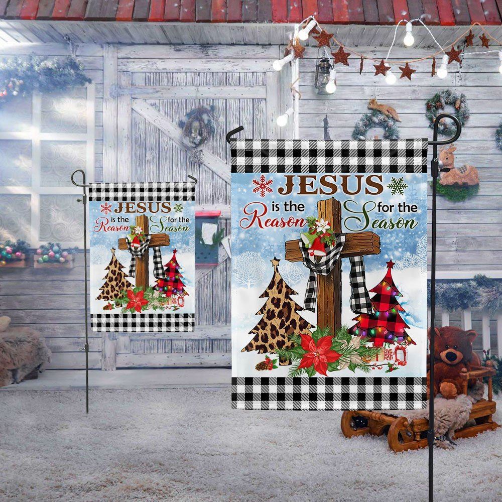 Jesus Is The Reason For The Season Religious Cross Christmas Flag, Christian Christmas House Flag, Christmas Outdoor Decor Ideas