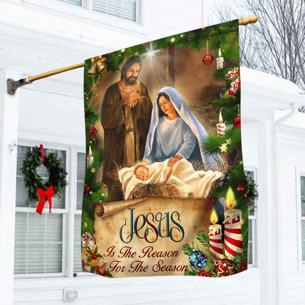 Jesus Is The Reason For The Season Two Flag, Christian Christmas House Flag, Christmas Outdoor Decor Ideas