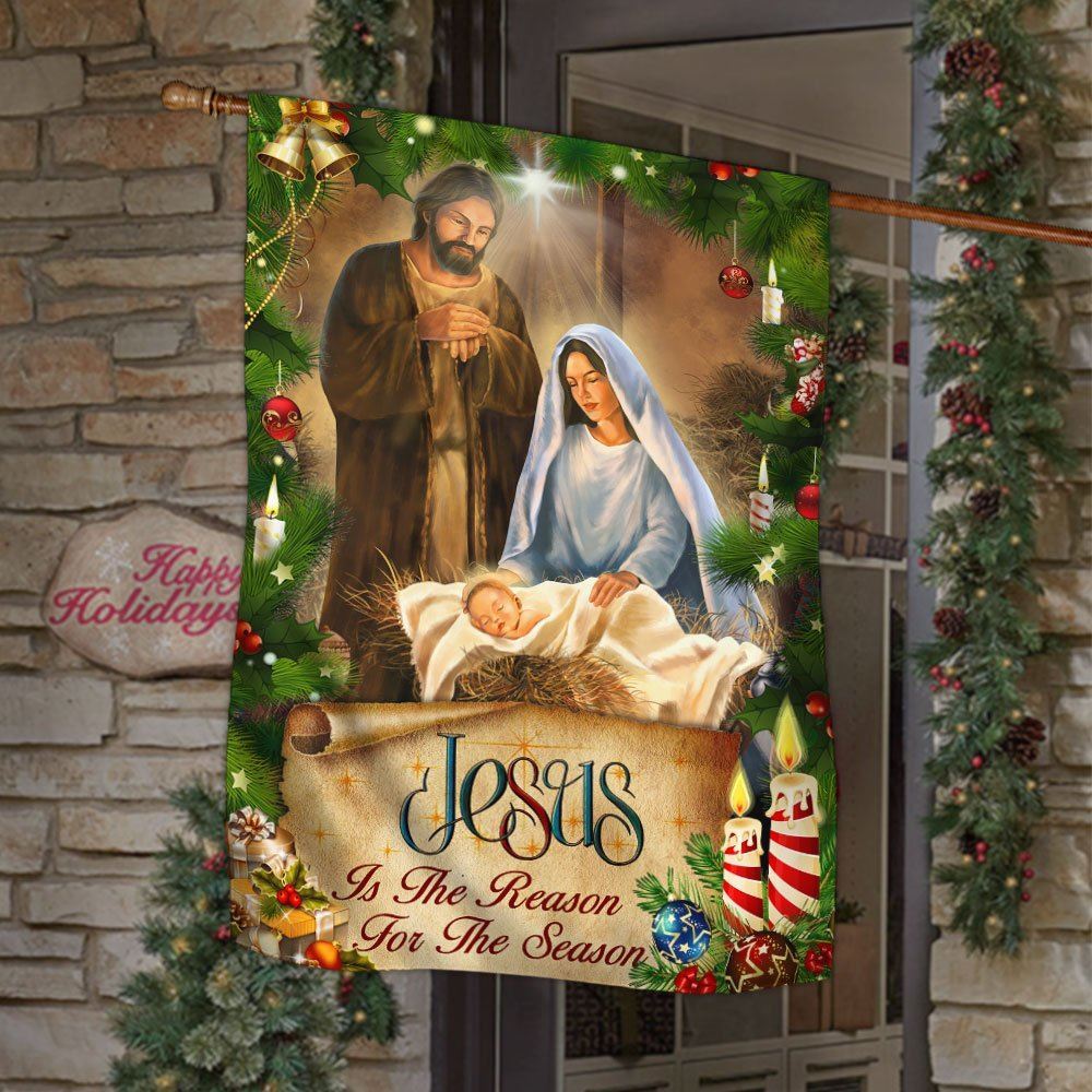 Jesus Is The Reason For The Season Two Flag, Christian Christmas House Flag, Christmas Outdoor Decor Ideas