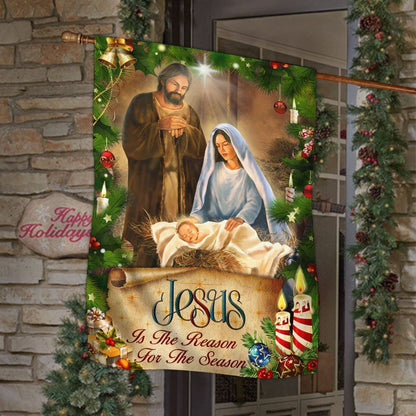 Jesus Is The Reason For The Season Two Flag, Christian Christmas House Flag, Christmas Outdoor Decor Ideas