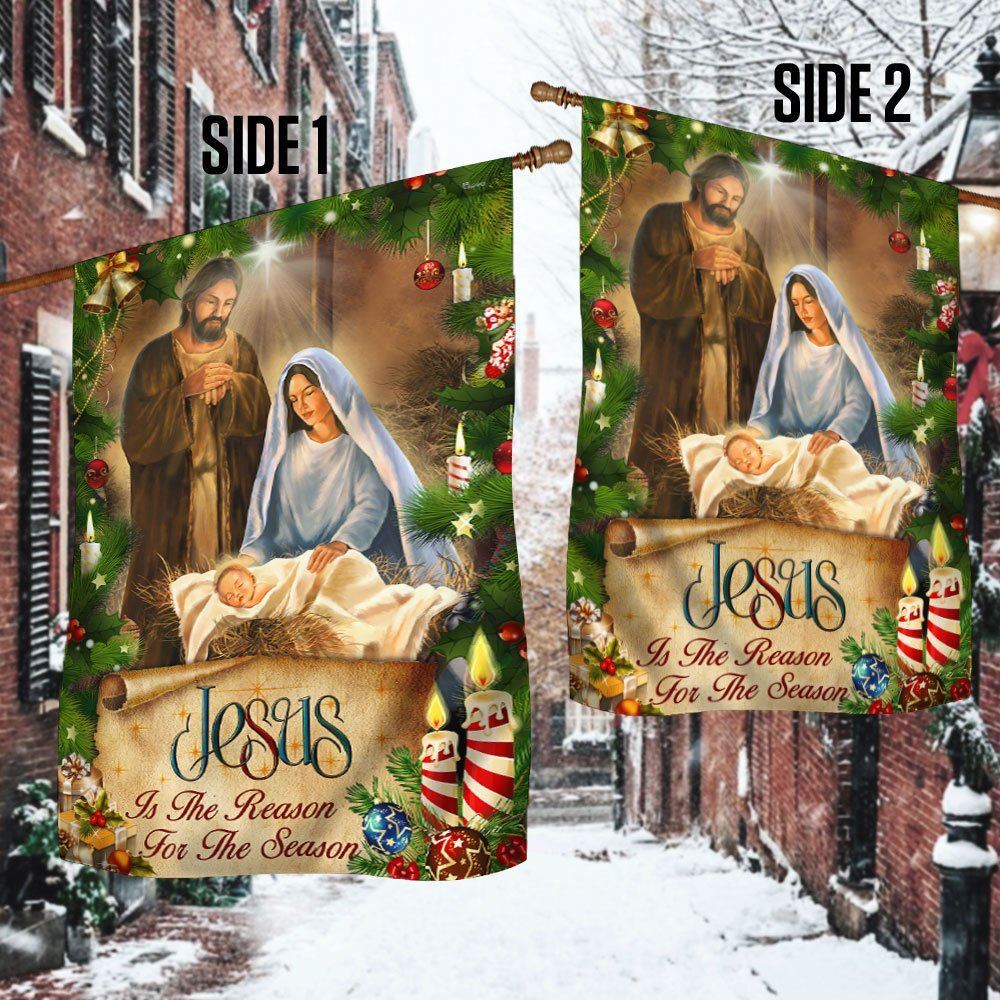 Jesus Is The Reason For The Season Two Flag, Christian Christmas House Flag, Christmas Outdoor Decor Ideas