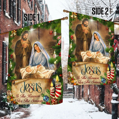 Jesus Is The Reason For The Season Two Flag, Christian Christmas House Flag, Christmas Outdoor Decor Ideas