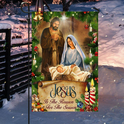 Jesus Is The Reason For The Season Two Flag, Christian Christmas House Flag, Christmas Outdoor Decor Ideas