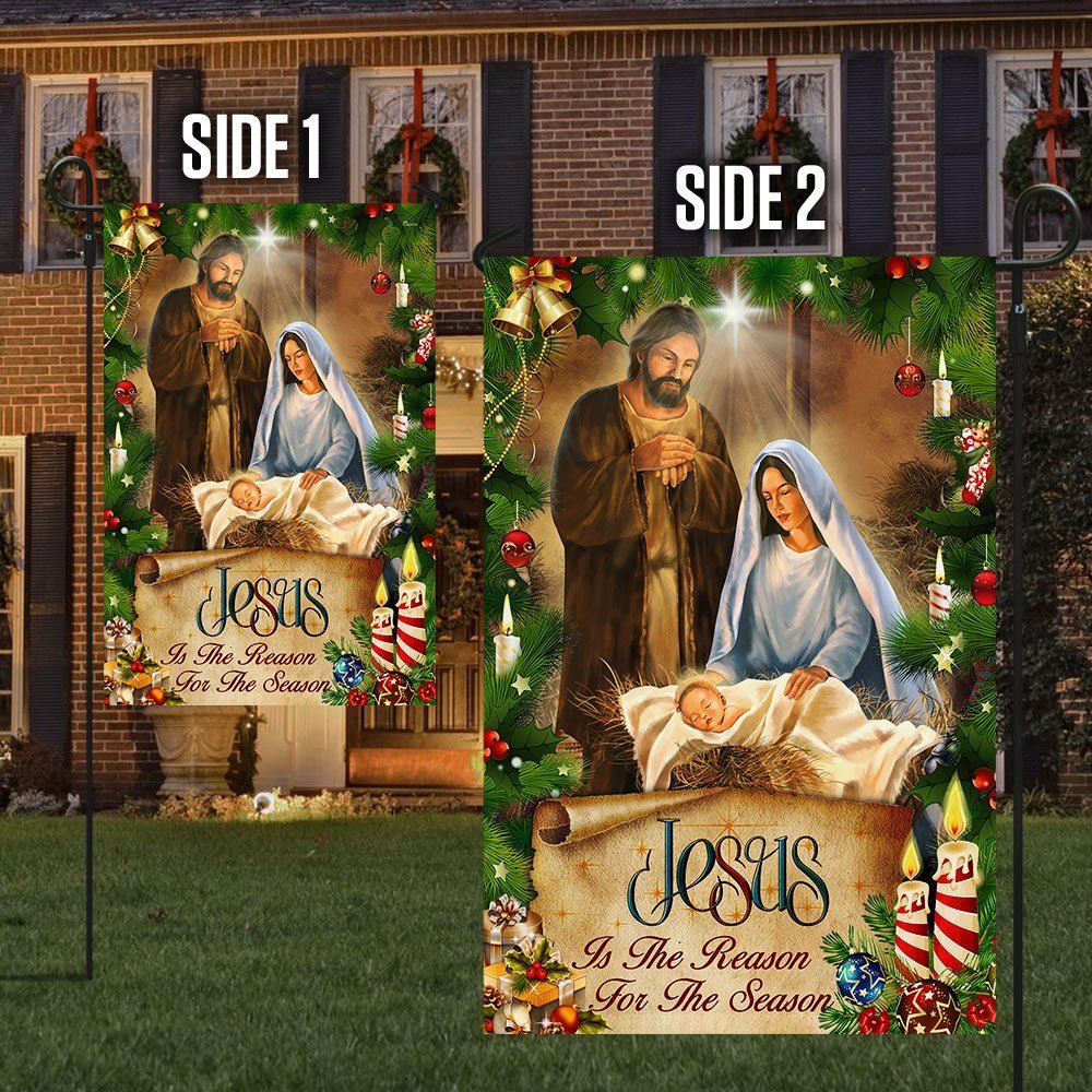Jesus Is The Reason For The Season Two Flag, Christian Christmas House Flag, Christmas Outdoor Decor Ideas