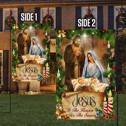 Jesus Is The Reason For The Season Two Flag, Christian Christmas House Flag, Christmas Outdoor Decor Ideas