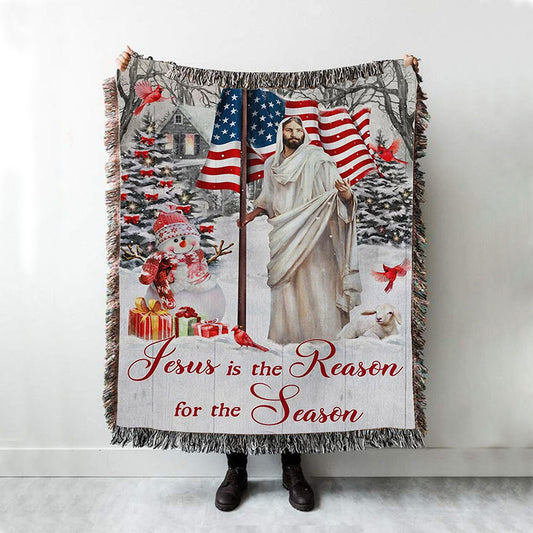 Jesus Is The Reason For The Season Woven Blanket Prints - Jesus Christ Woven Blanket Art - Christian Boho Blanket
