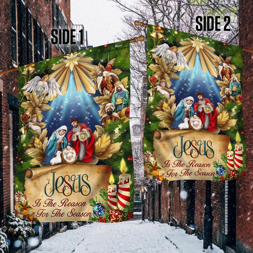 Jesus Is The Reason For The Seasons Flag, Christian Christmas House Flag, Christmas Outdoor Decor Ideas