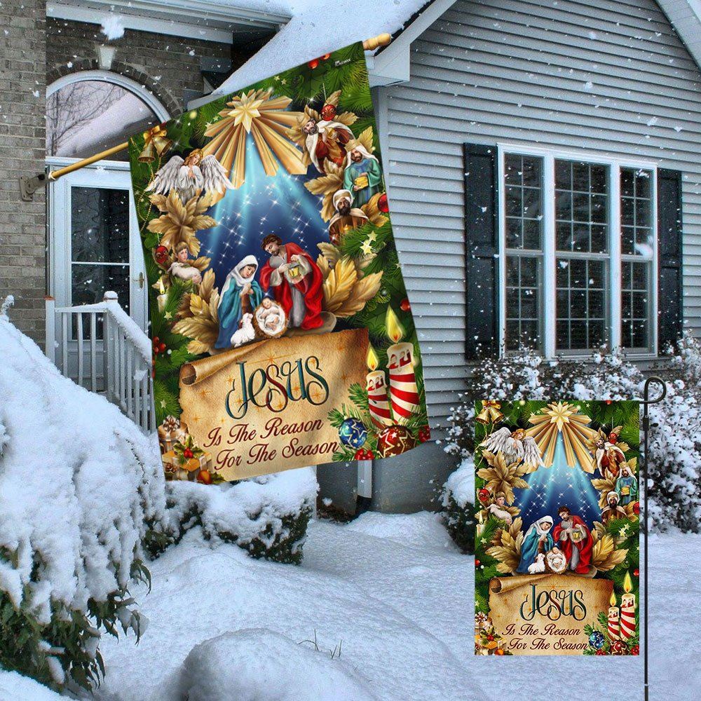 Jesus Is The Reason For The Seasons Flag, Christian Christmas House Flag, Christmas Outdoor Decor Ideas