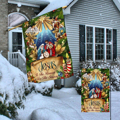 Jesus Is The Reason For The Seasons Flag, Christian Christmas House Flag, Christmas Outdoor Decor Ideas