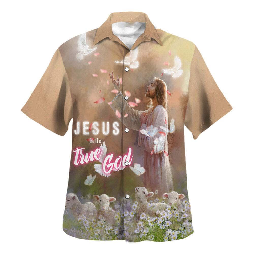 Jesus Is The True God Jesus And The Sheep Hawaiian Shirt For Men, Christian Hawaiian Shirt, Gift For Christian