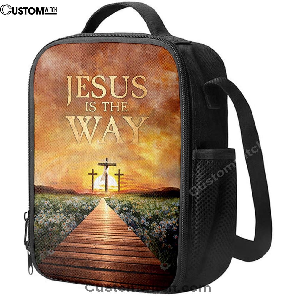 Jesus Is The Way Bridge Beautiful Sunset Cross Lunch Bag, Christian Lunch Box For School, Picnic