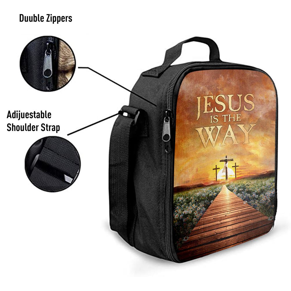 Jesus Is The Way Bridge Beautiful Sunset Cross Lunch Bag, Christian Lunch Box For School, Picnic