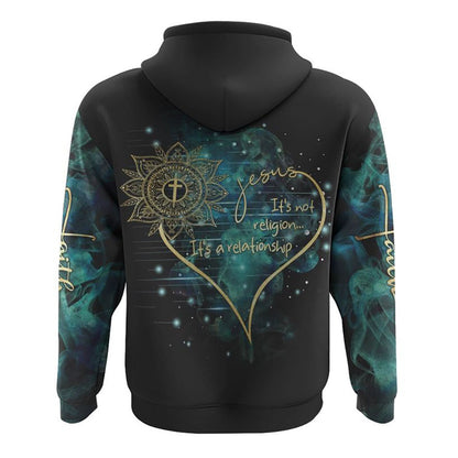 Jesus It's Not Religion It's A Relationship Mandala All Over Print 3D Hoodie, Christian Hoodie, Christian Sweatshirt, Bible Verse Shirt