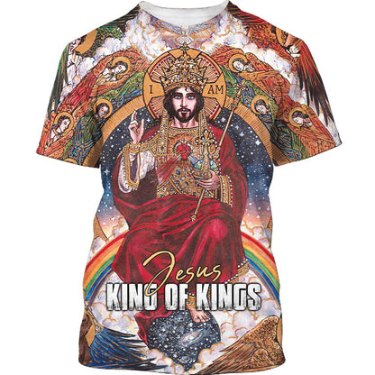 Jesus King Of Kings All Over Print 3D T Shirt For Men And Women, Christian T-Shirt, Faith Shirt