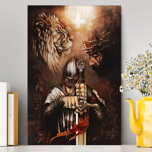 Jesus Knight Of The God Lion Of Judad Canvas Prints - Lion Canvas Art - Christian Inspirational Canvas