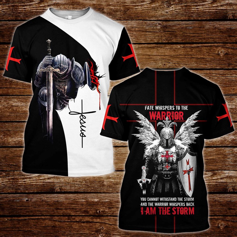 Jesus Knight Templar I Am The Storm Jesus Unisex All Over Print 3D T Shirt For Men And Women, Christian T-Shirt, Faith Shirt