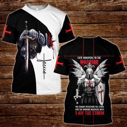Jesus Knight Templar I Am The Storm Jesus Unisex All Over Print 3D T Shirt For Men And Women, Christian T-Shirt, Faith Shirt