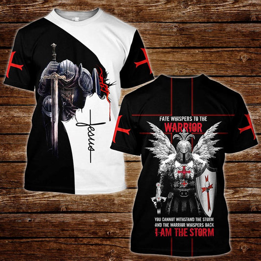 Jesus Knight Templar I Am The Storm Jesus Unisex All Over Print 3D T Shirt For Men And Women, Christian T-Shirt, Faith Shirt