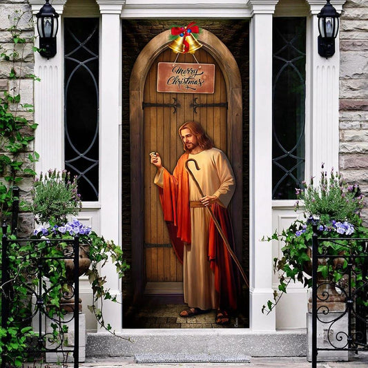 Jesus Knocking On The Door, Merry Christmas Door Cover, Christian Door Decor, Door Christian Church, Christian Door Plaques
