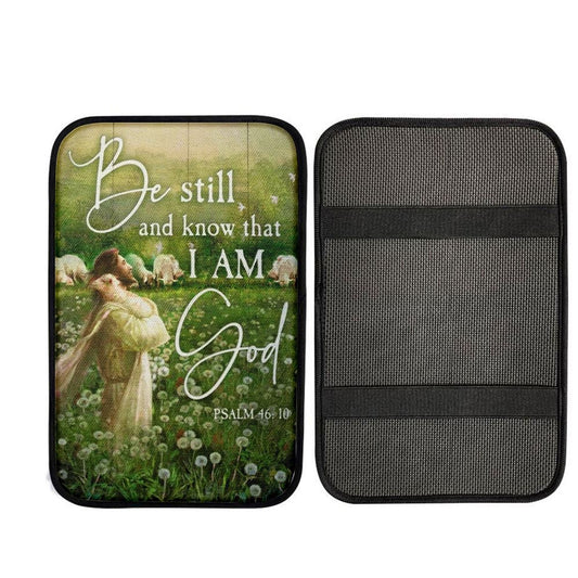 Jesus Lamb Dandelion Field Be Still And Know That I Am God Car Center Console Cover, Car Armrest Pad, Christian Gift, Armrest Box Mat