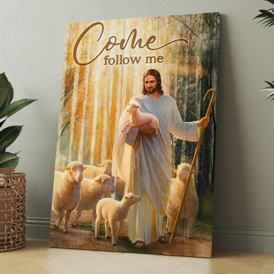 Jesus Lambs Of God Forest Come Follow Me Canvas, Christmas Gift for Christian