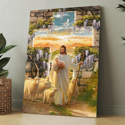 Jesus Lambs Of God Purple Wisteria Heaven Sky Canvas, Christmas Gift for Christian